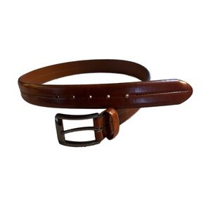 🇨🇦 Custom Leather Canada Mens Cognac Brown Leather Belt Gunmetal Polished Buckle